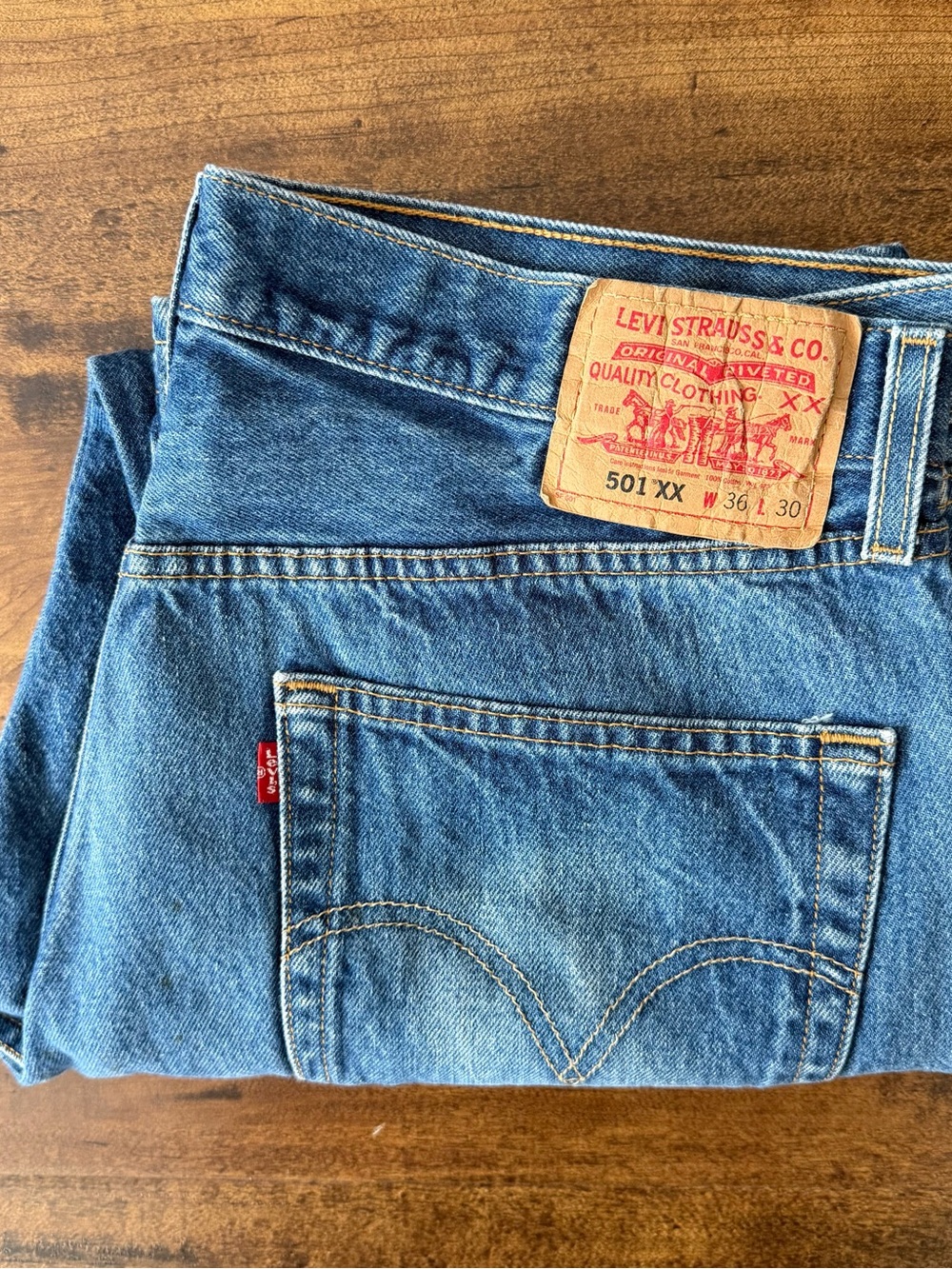 Vintage '02 Levi's 501xx USA 36x30 Denim Jeans (33x26 now) 652 Factory Stamp